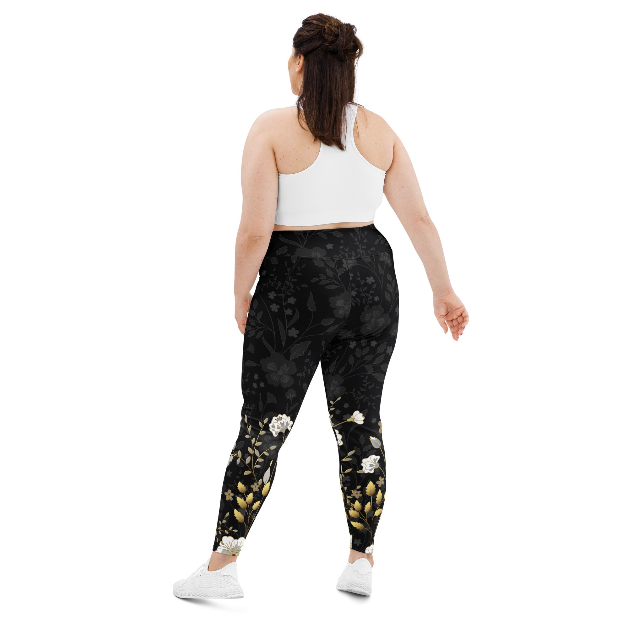 Golden Floral Plus Size Leggings