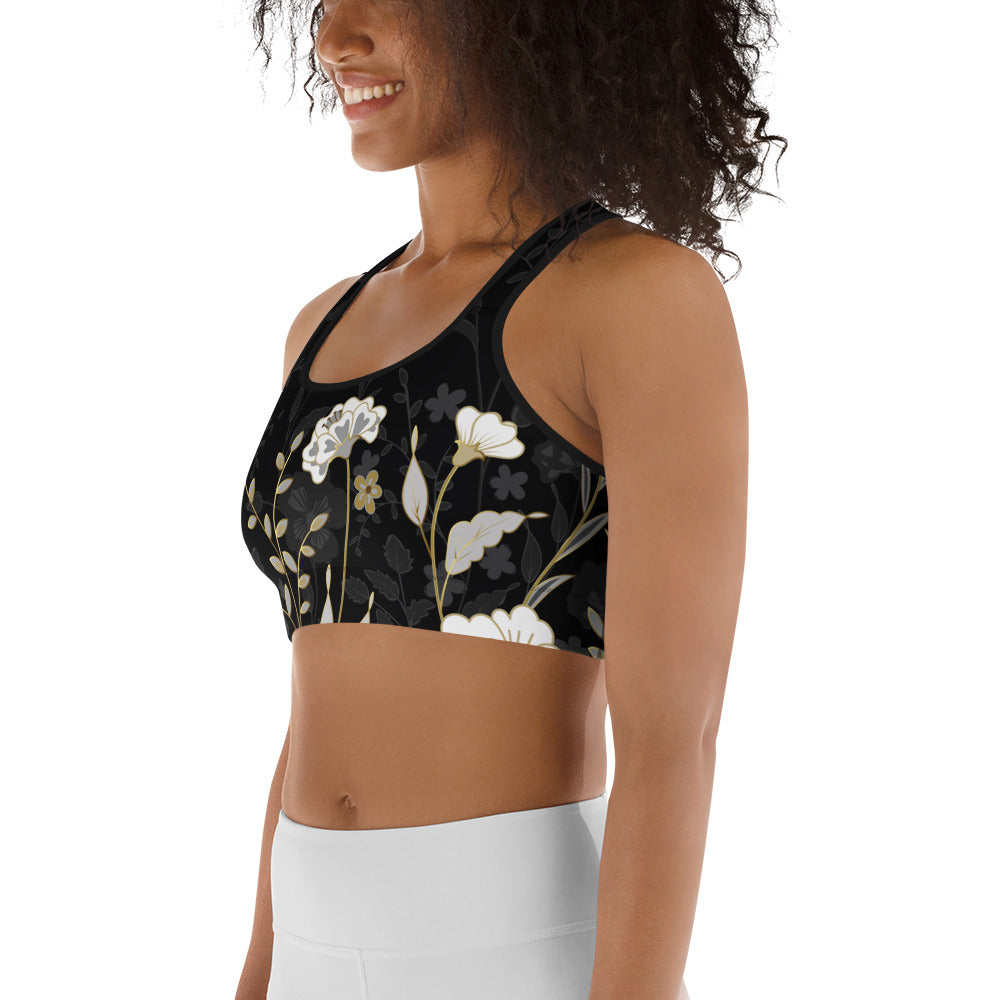 Golden Floral Sports Bra