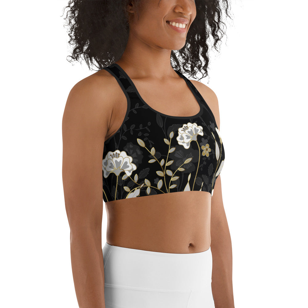 Golden Floral Sports Bra