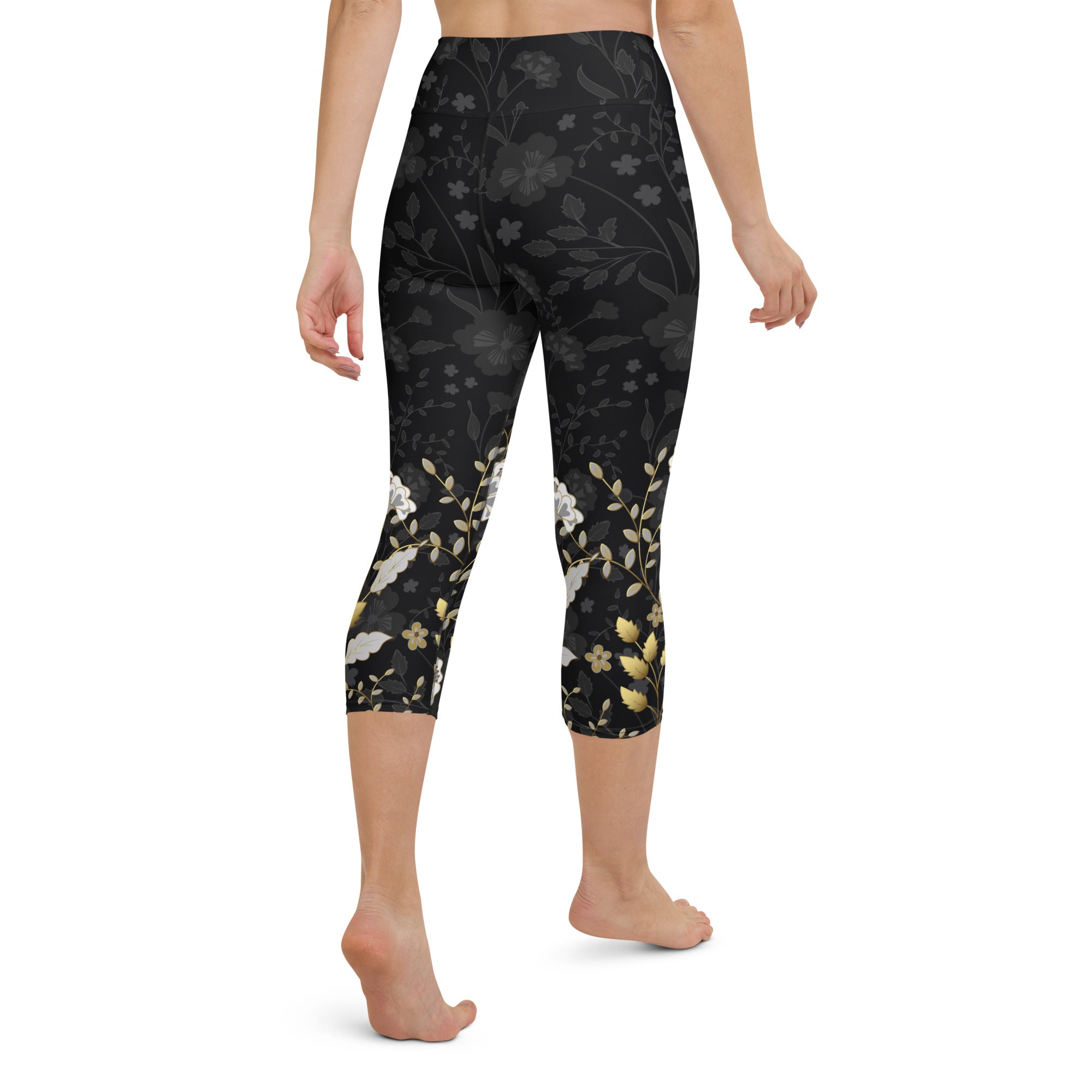 Golden Floral Yoga Capris