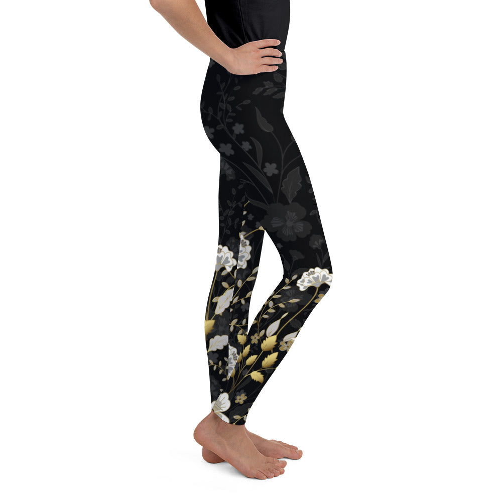 Golden Floral Youth Leggings