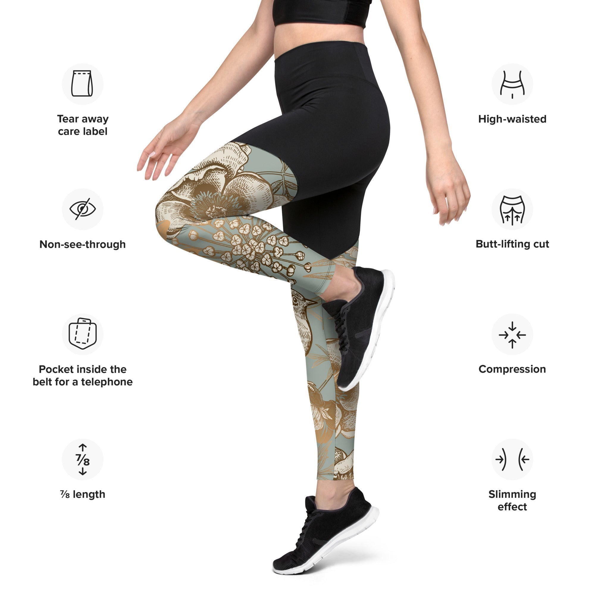 Golden Garden Compression Leggings