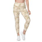 Golden Leopard Print Leggings With Pockets