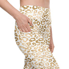 Golden Leopard Print Leggings With Pockets