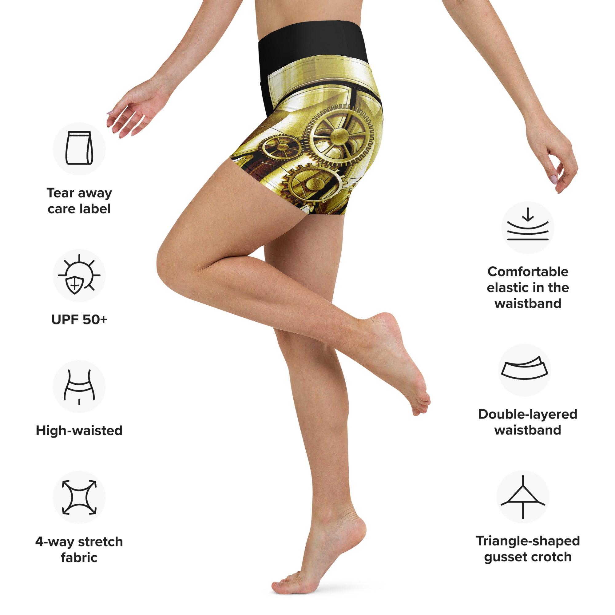 Golden Machine Yoga Shorts