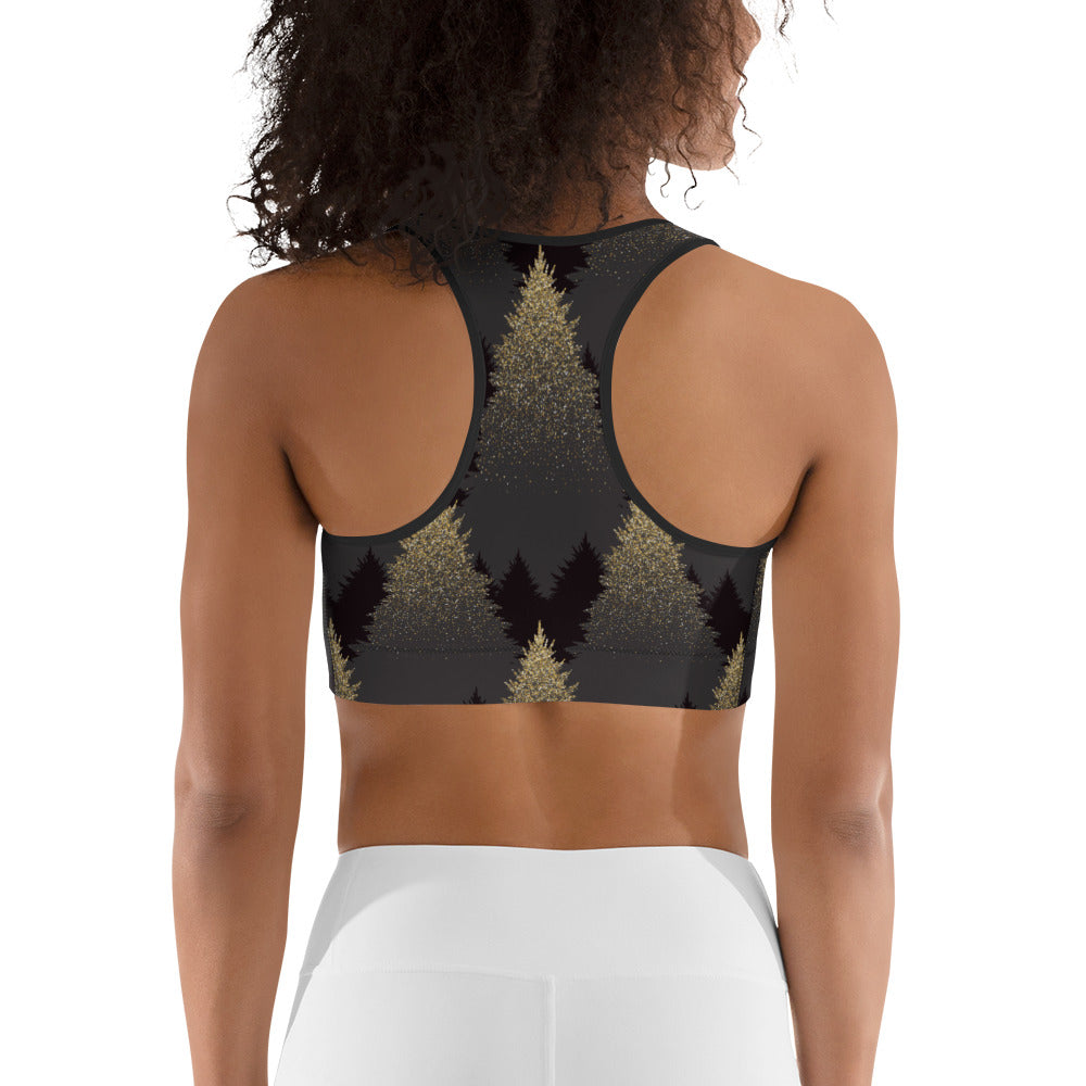 Golden Print Pines Sports Bra