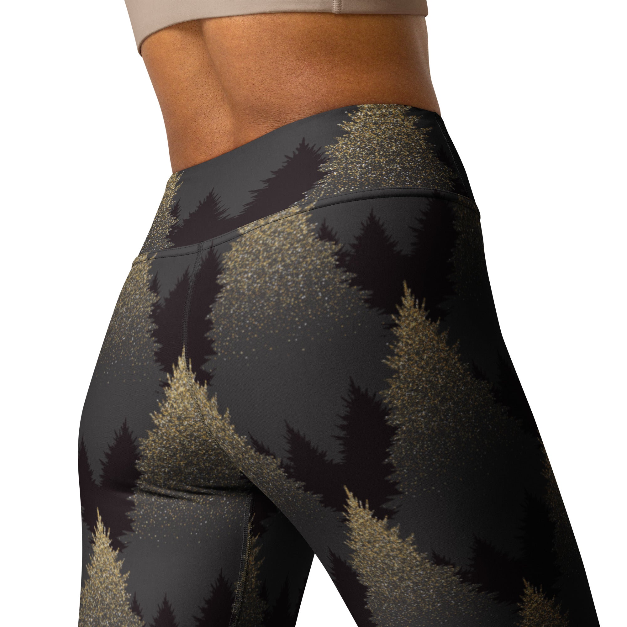 Golden Print Pines Yoga Leggings