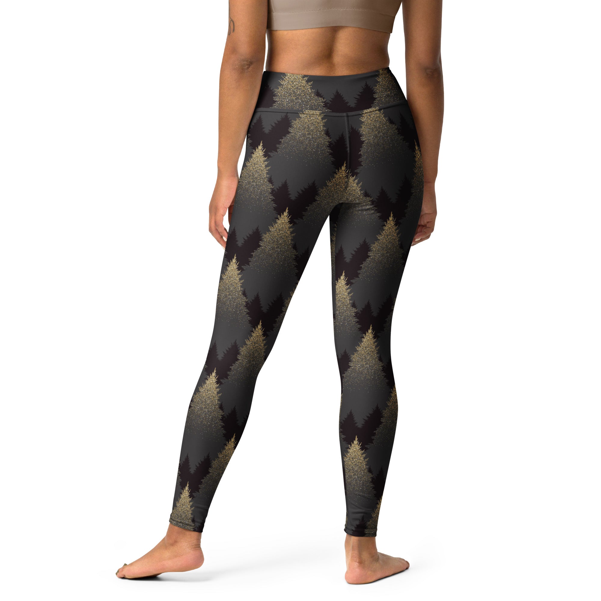 Golden Print Pines Yoga Leggings