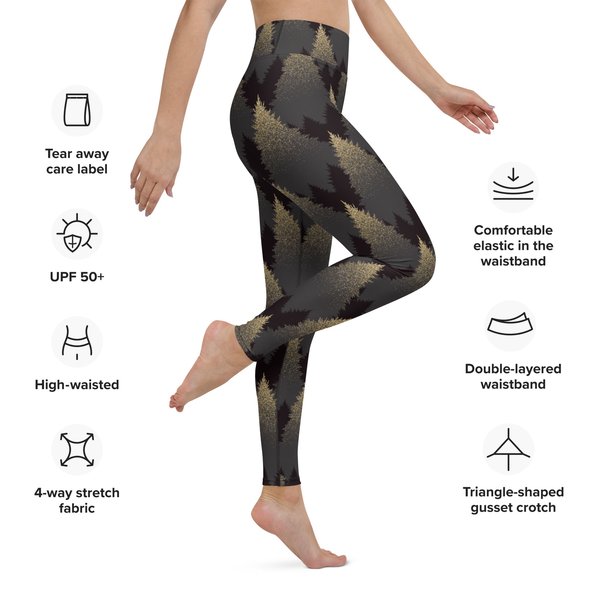 Golden Print Pines Yoga Leggings