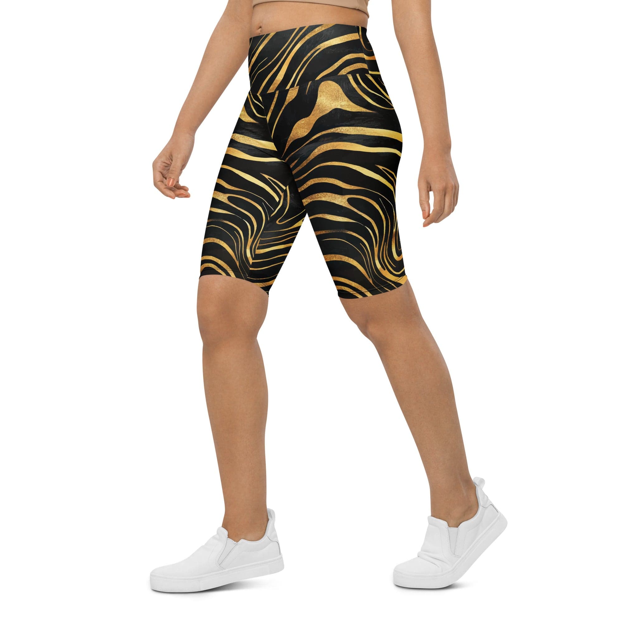Golden Print Waves Biker Shorts