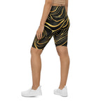Golden Print Waves Biker Shorts