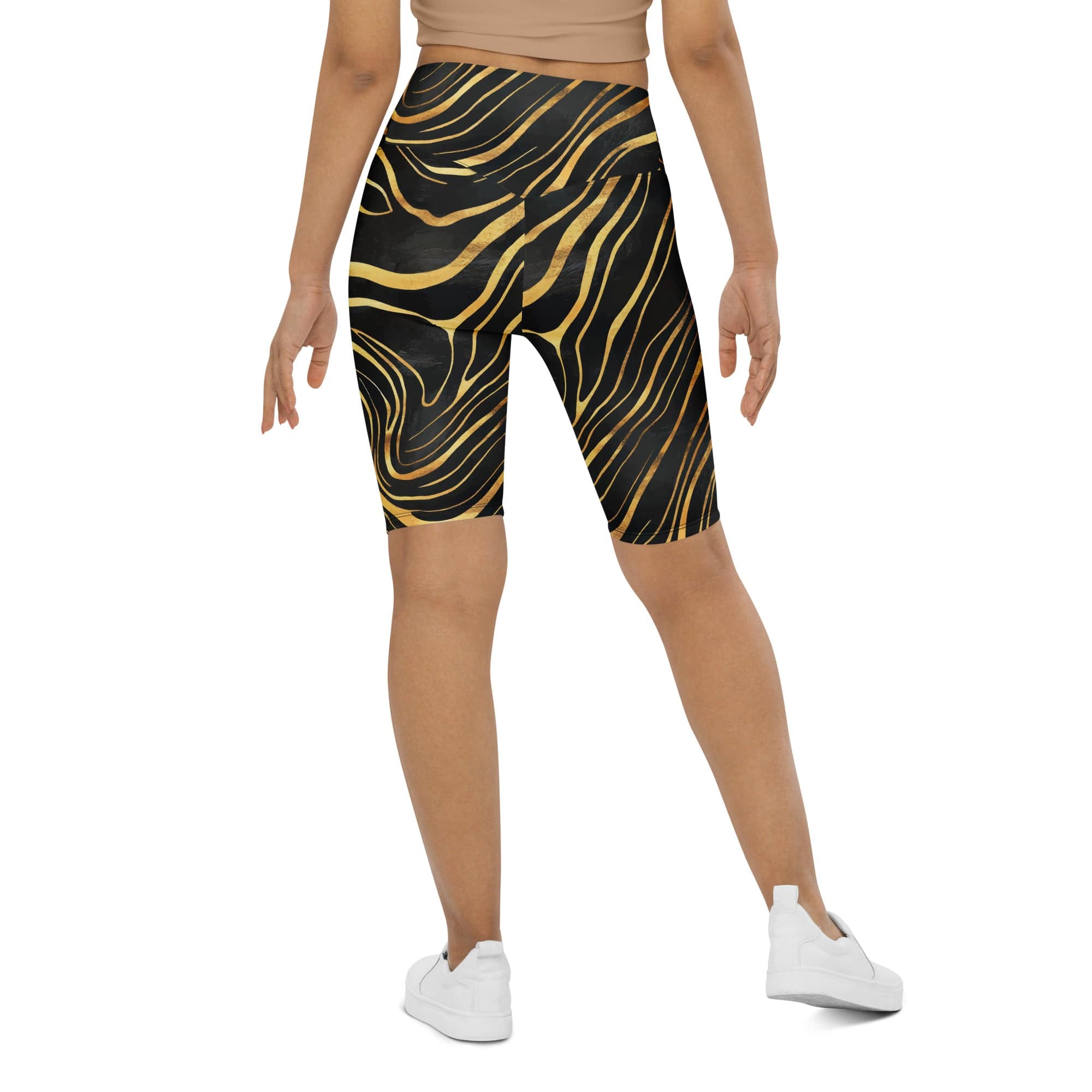 Golden Print Waves Biker Shorts