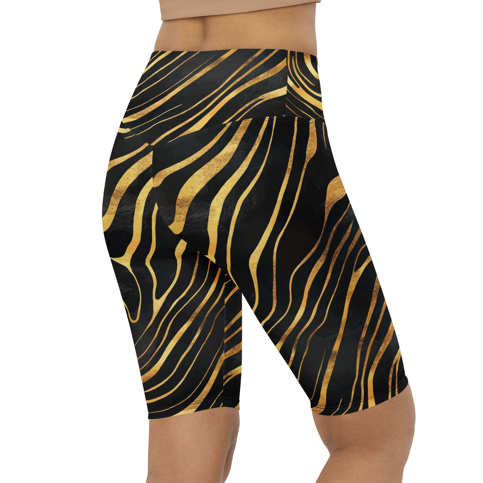 Golden Print Waves Biker Shorts