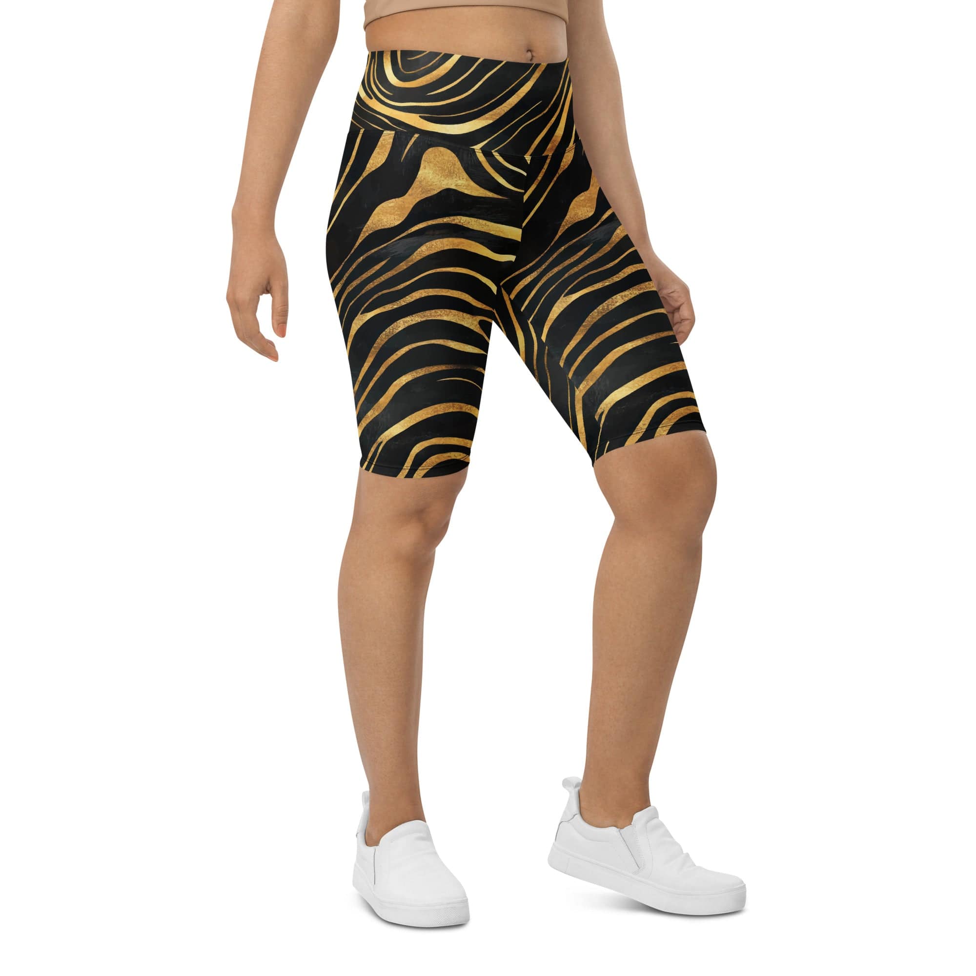 Golden Print Waves Biker Shorts