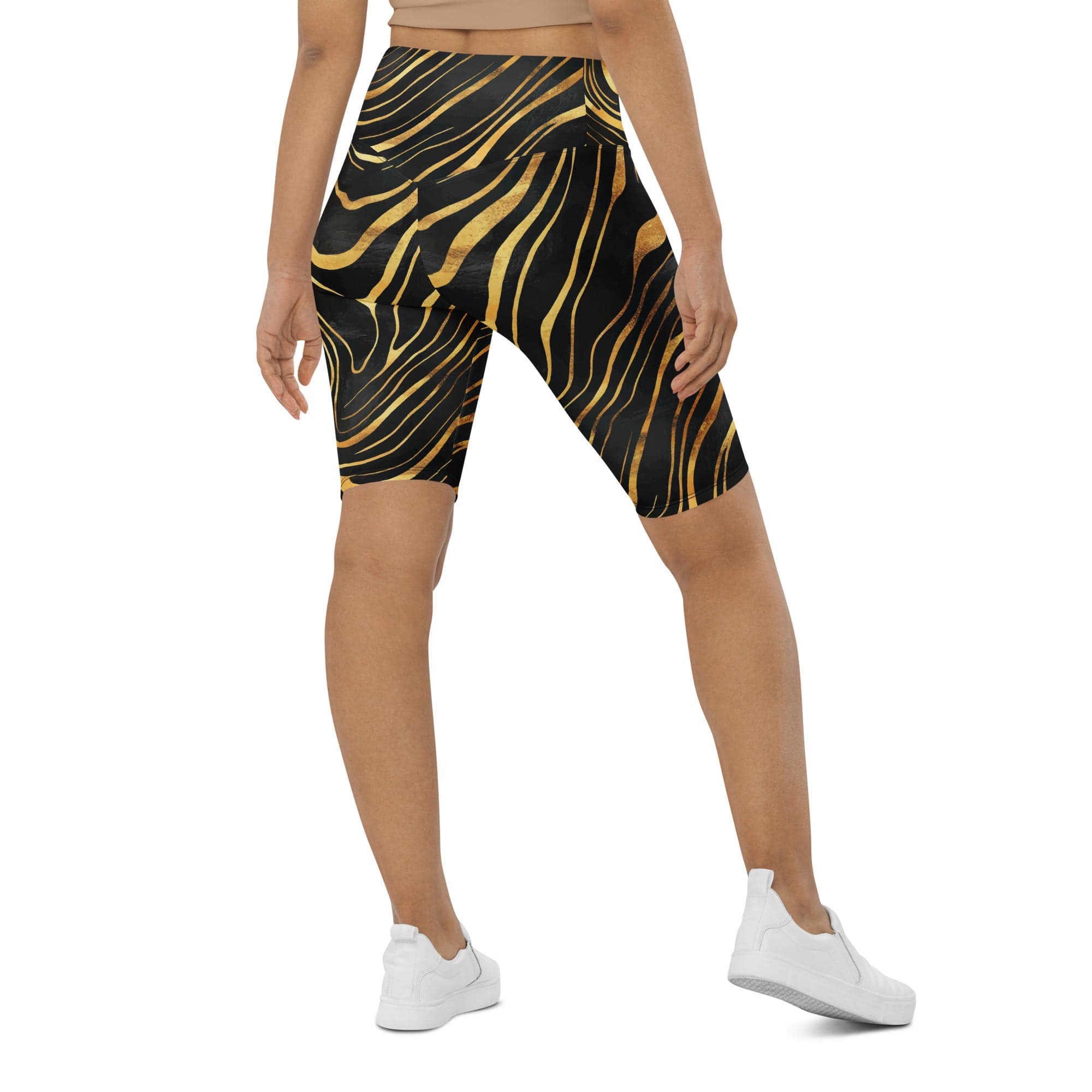 Golden Print Waves Biker Shorts