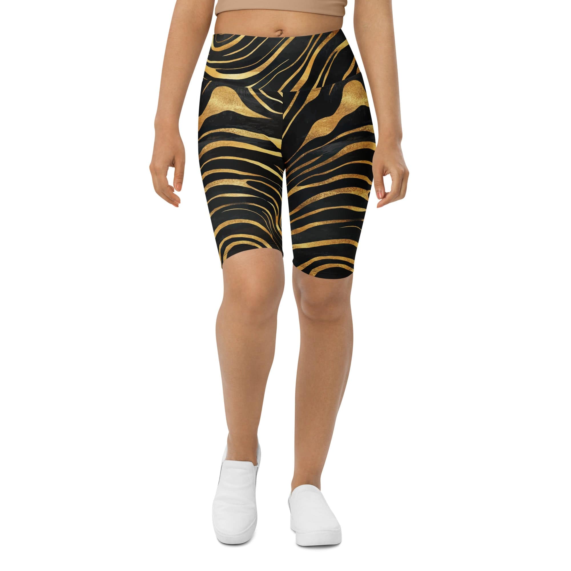 Golden Print Waves Biker Shorts