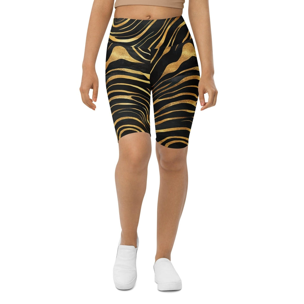 Golden Print Waves Biker Shorts