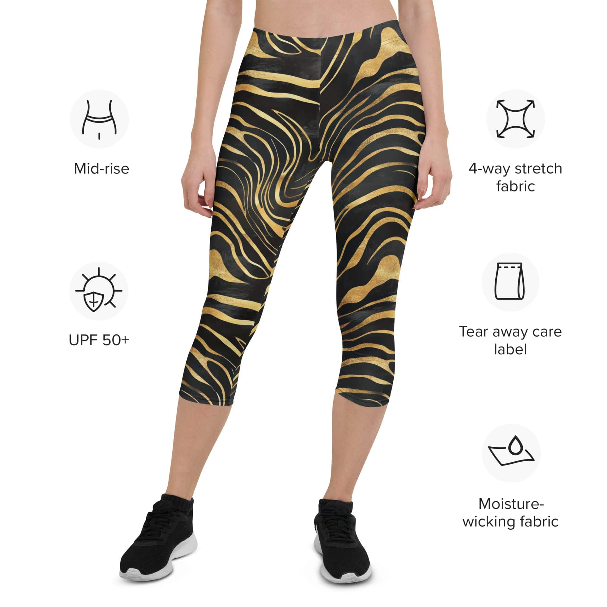 Golden Print Waves Capris