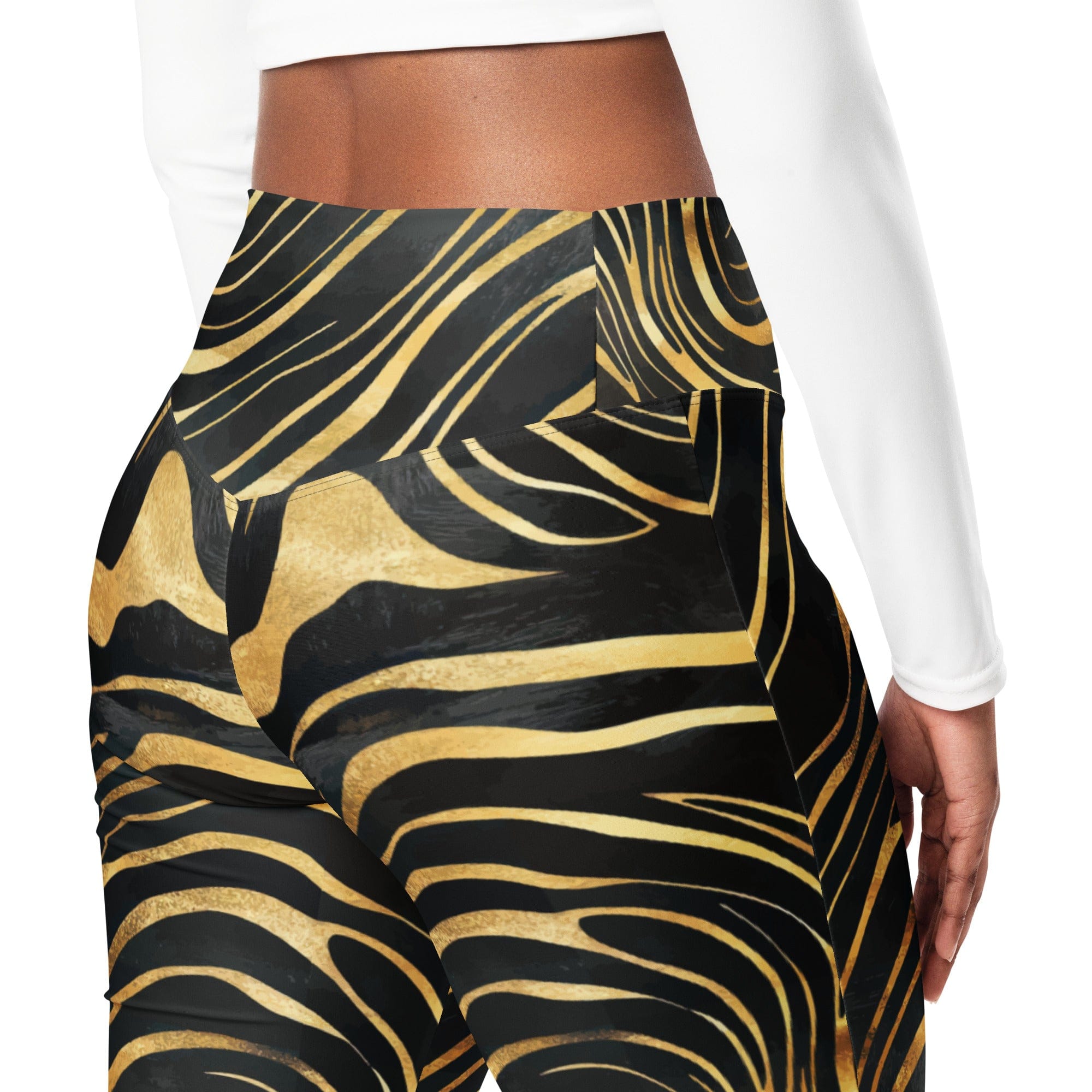 Golden Print Waves Flare Leggings