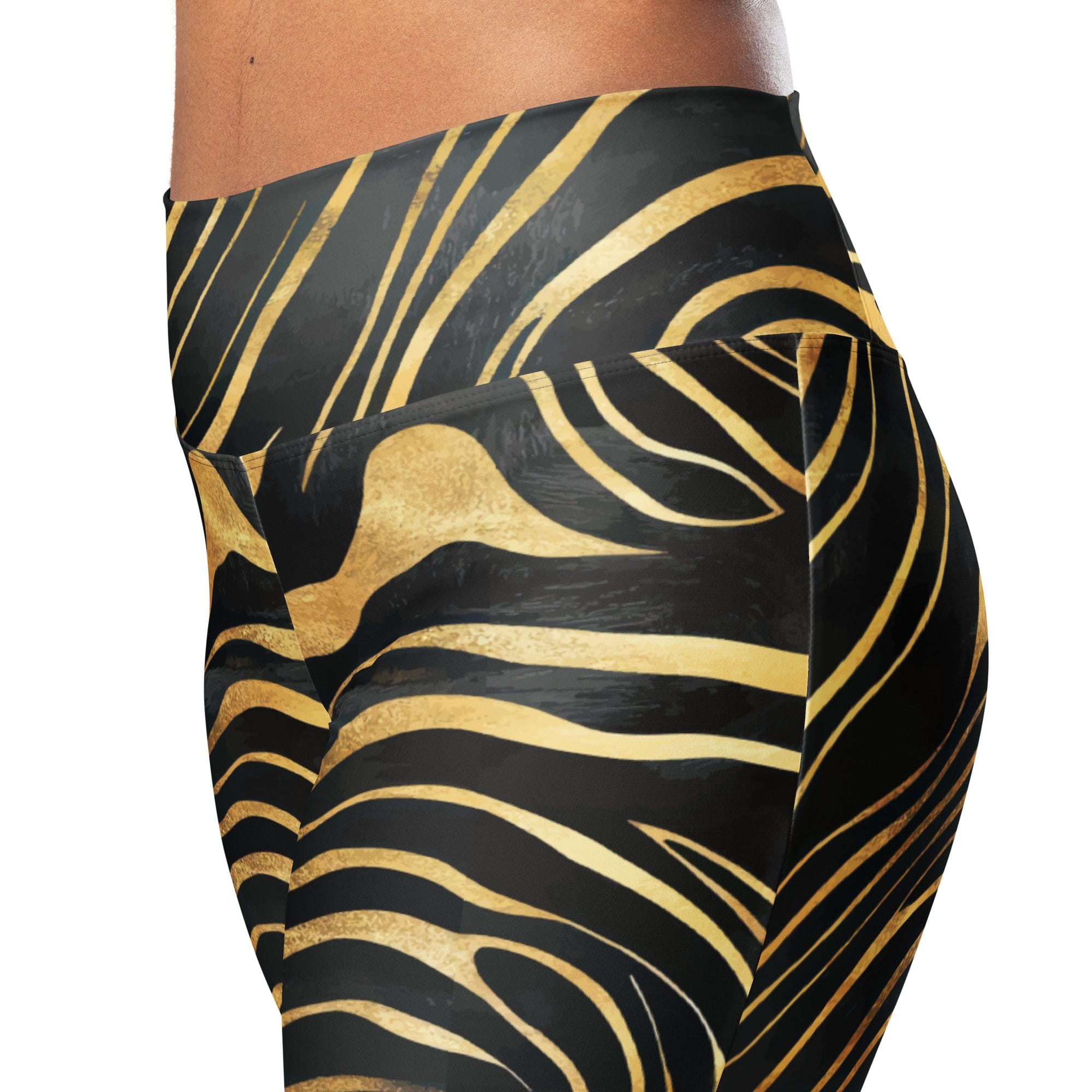 Golden Print Waves Flare Leggings