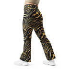 Golden Print Waves Flare Leggings