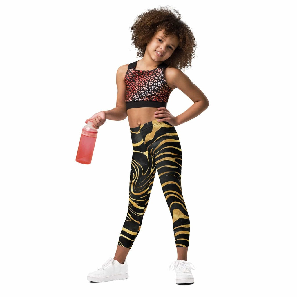 Golden Print Waves Kid's Leggings