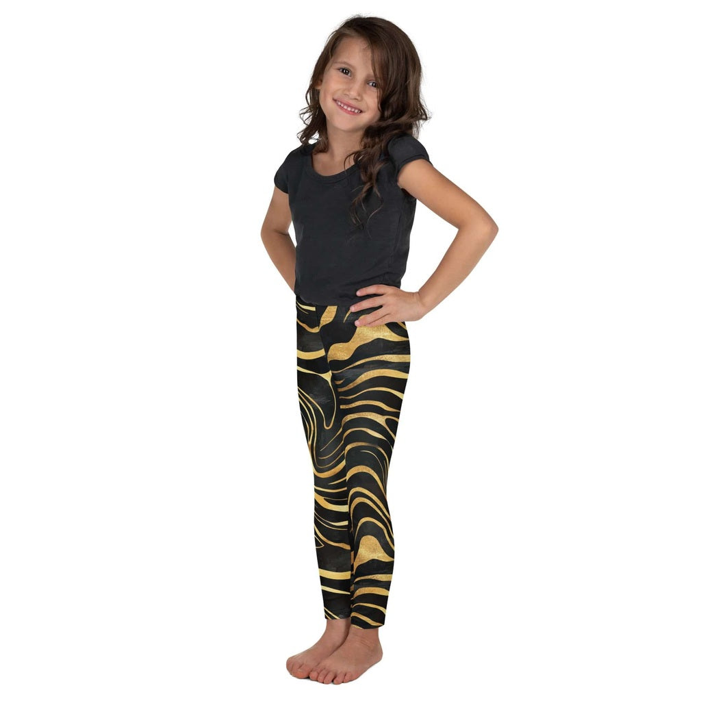 Golden Print Waves Kid's Leggings