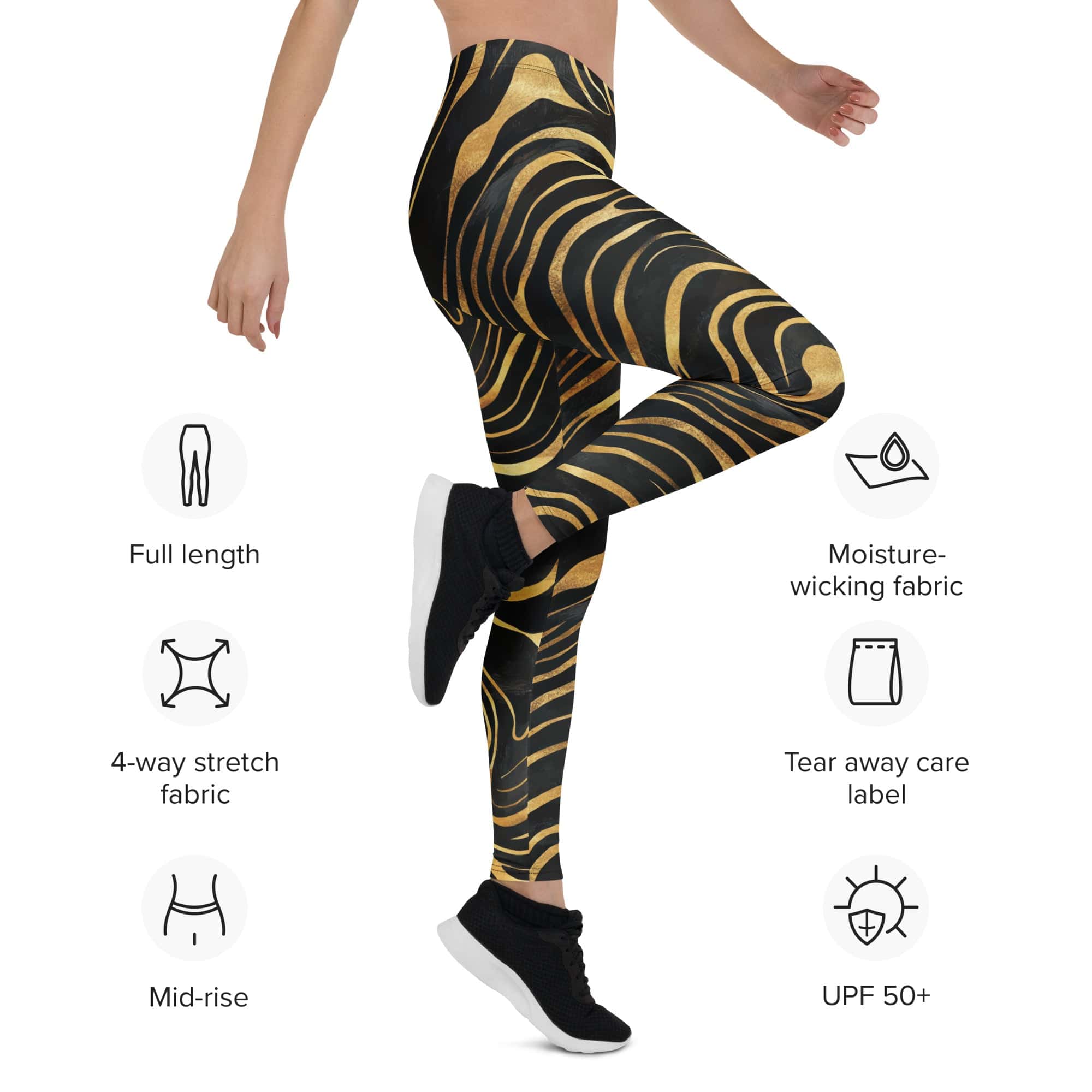 Golden Print Waves Leggings