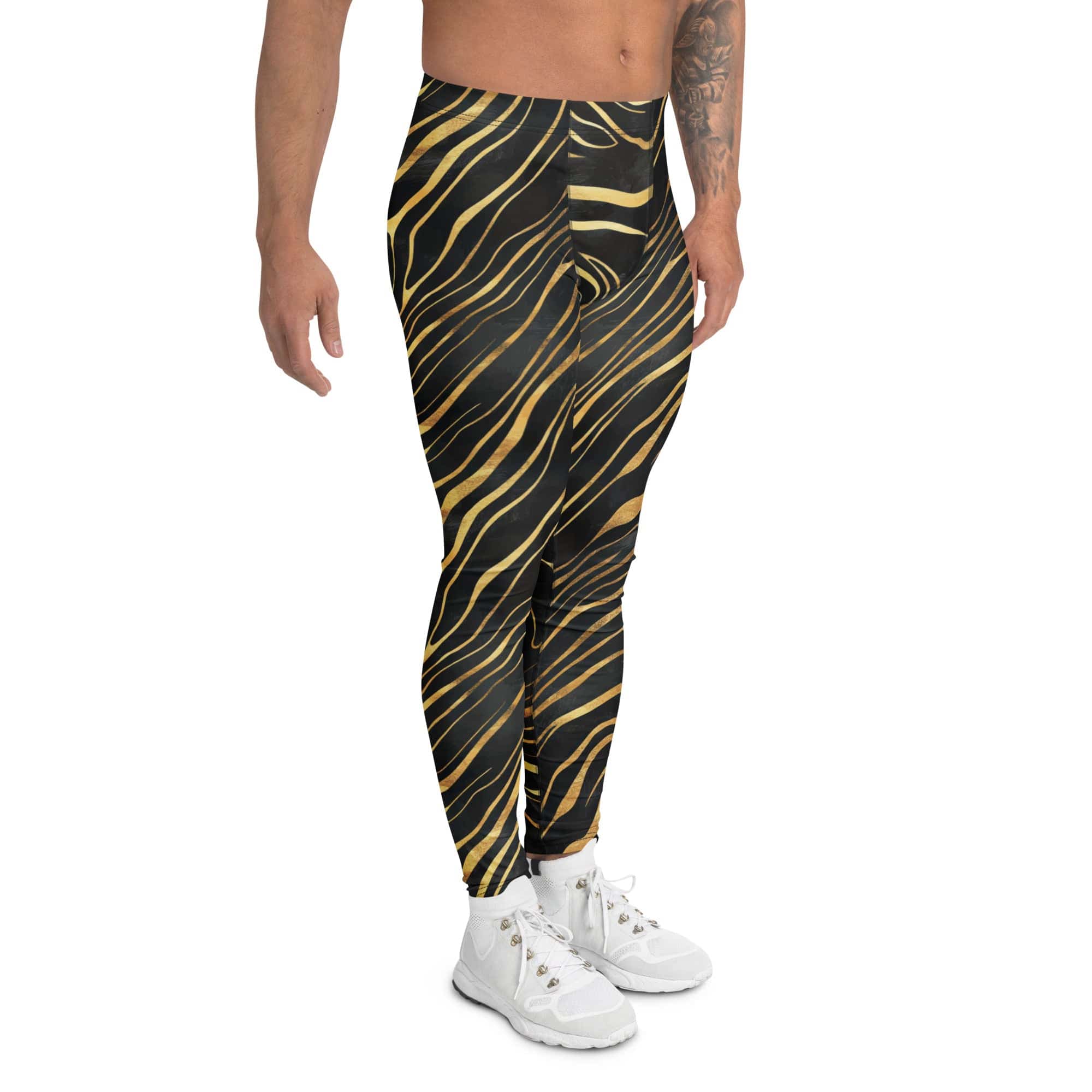 Golden Print Waves Men's Leggings