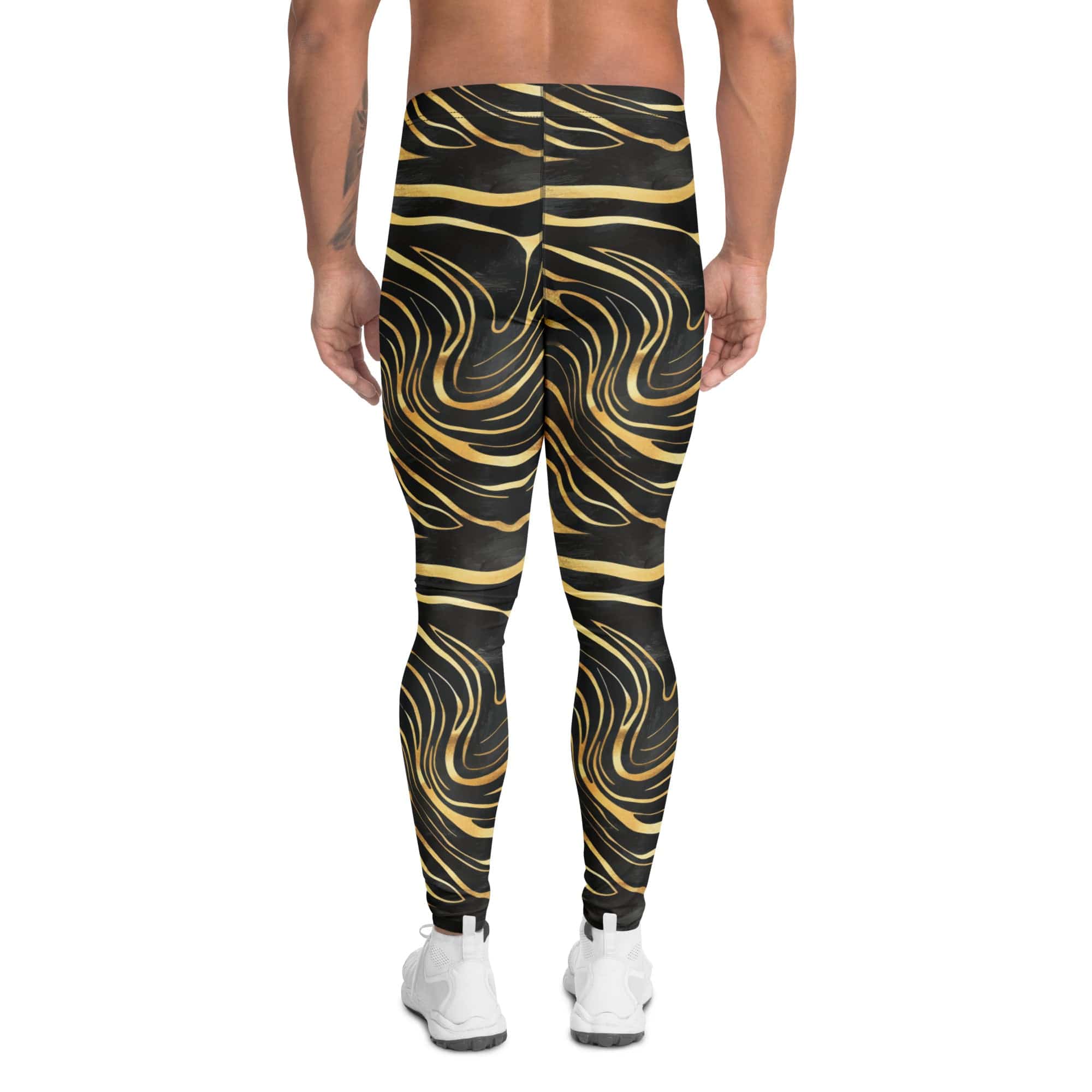 Golden Print Waves Men's Leggings