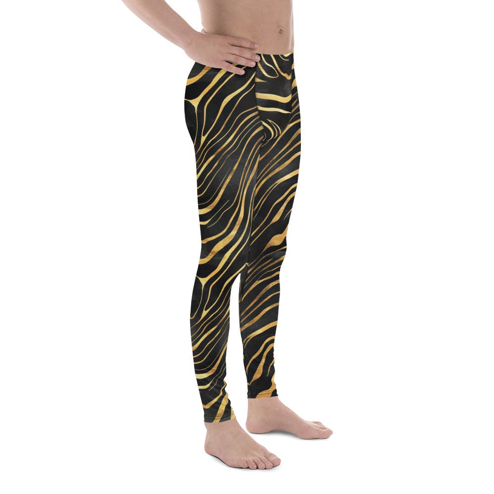 Golden Print Waves Men's Leggings