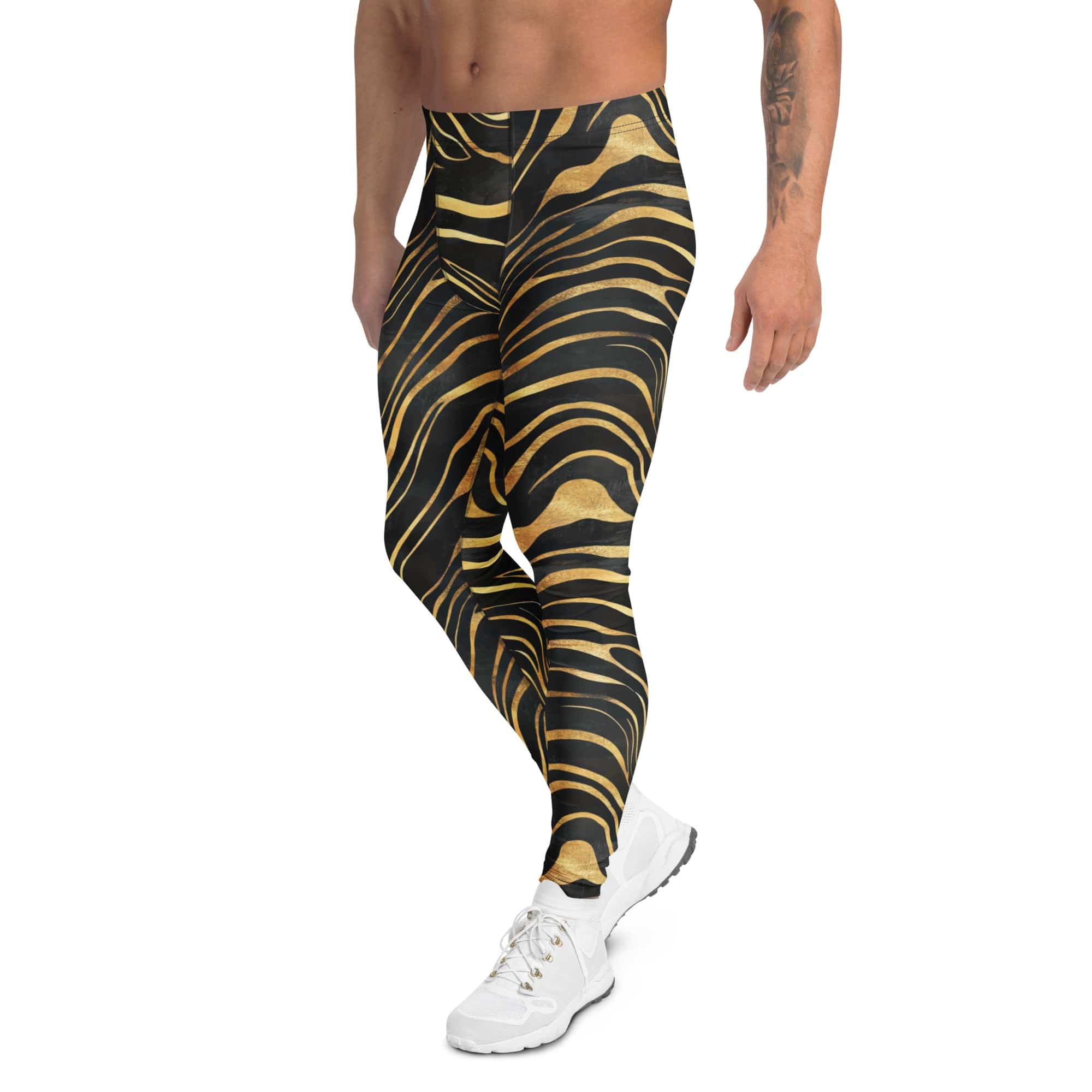 Golden Print Waves Men's Leggings