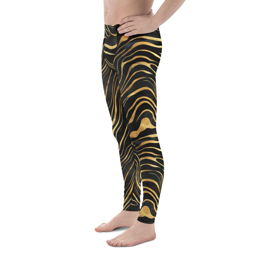 Golden Print Waves Men's Leggings