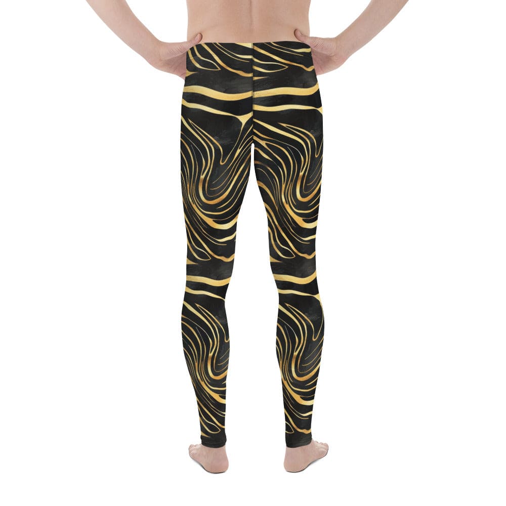 Golden Print Waves Men's Leggings