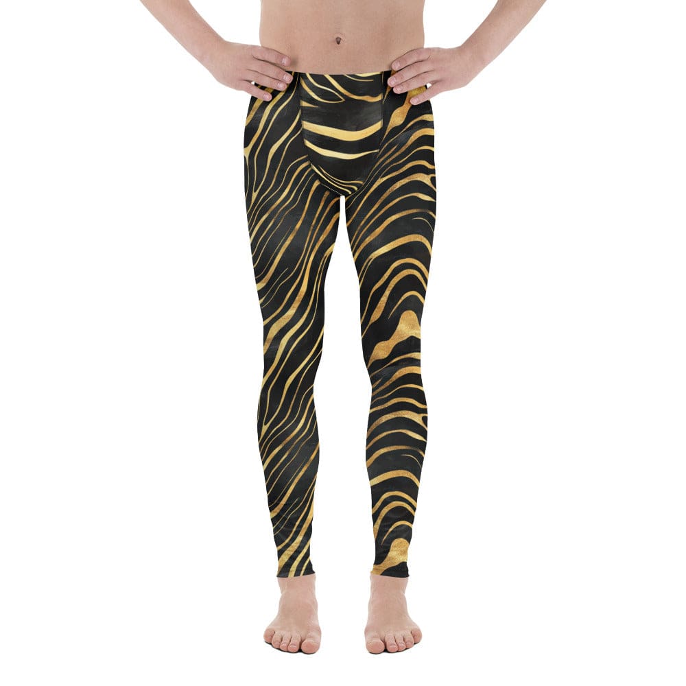 Golden Print Waves Men's Leggings