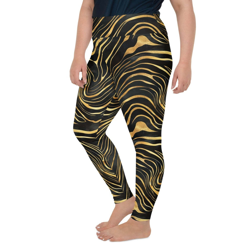 Golden Print Waves Plus Size Leggings