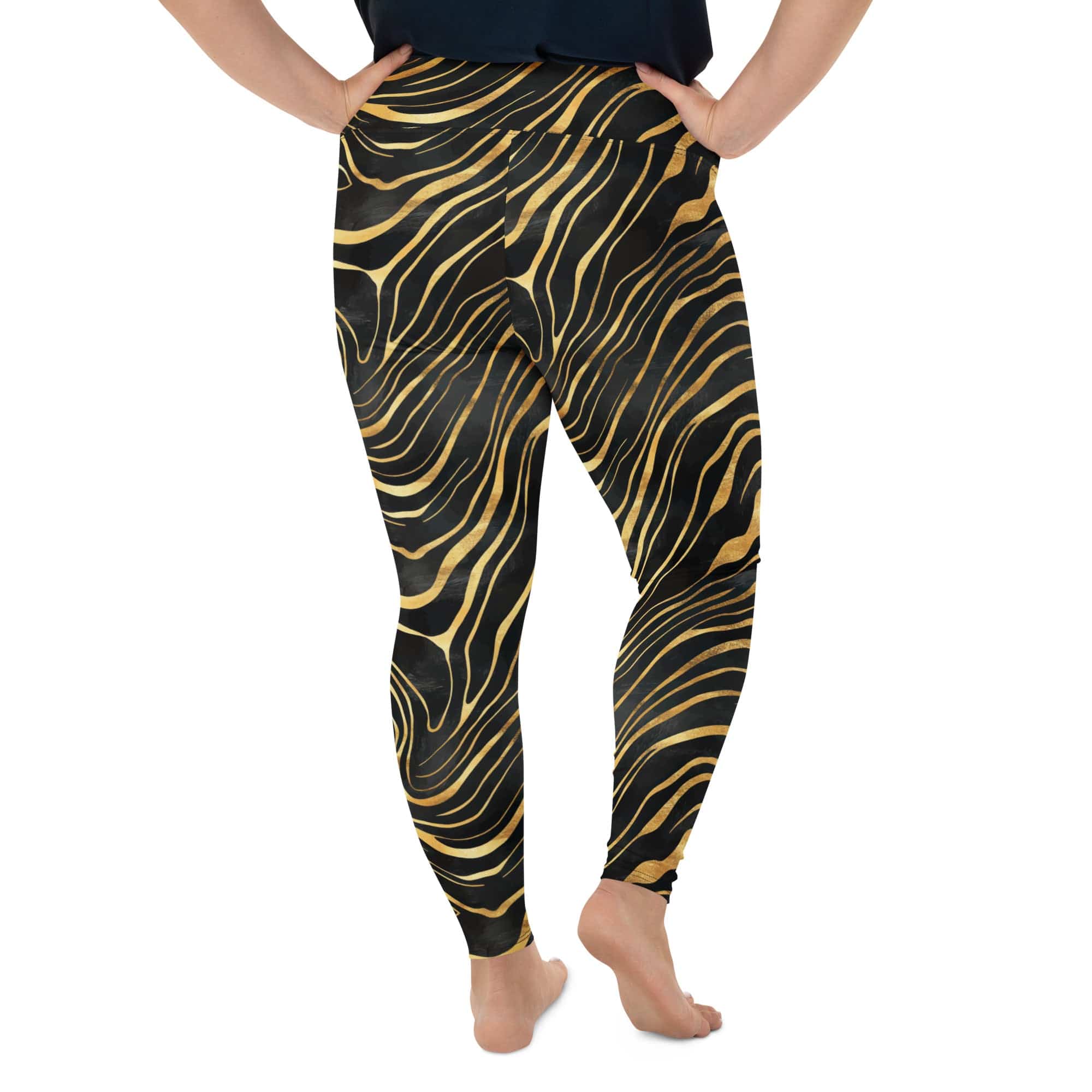 Golden Print Waves Plus Size Leggings