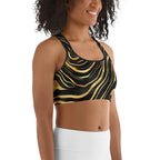 Golden Print Waves Sports Bra
