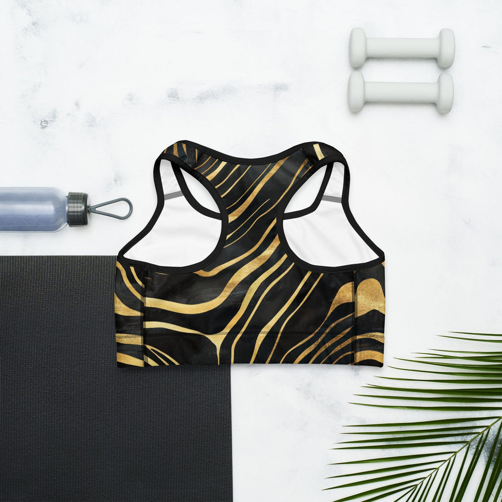 Golden Print Waves Sports Bra