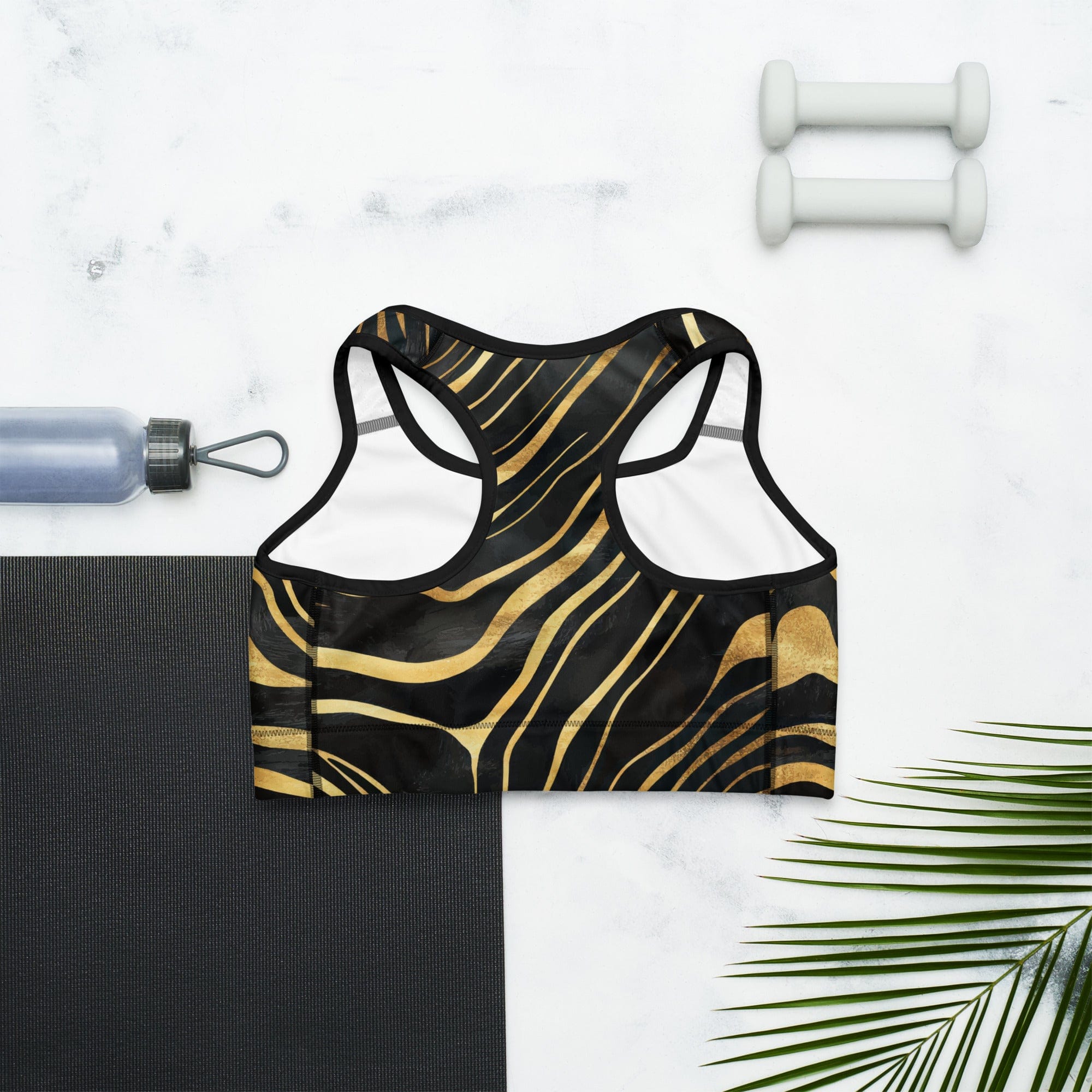 Golden Print Waves Sports Bra