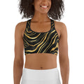 Golden Print Waves Sports Bra