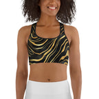 Golden Print Waves Sports Bra