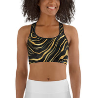 Golden Print Waves Sports Bra