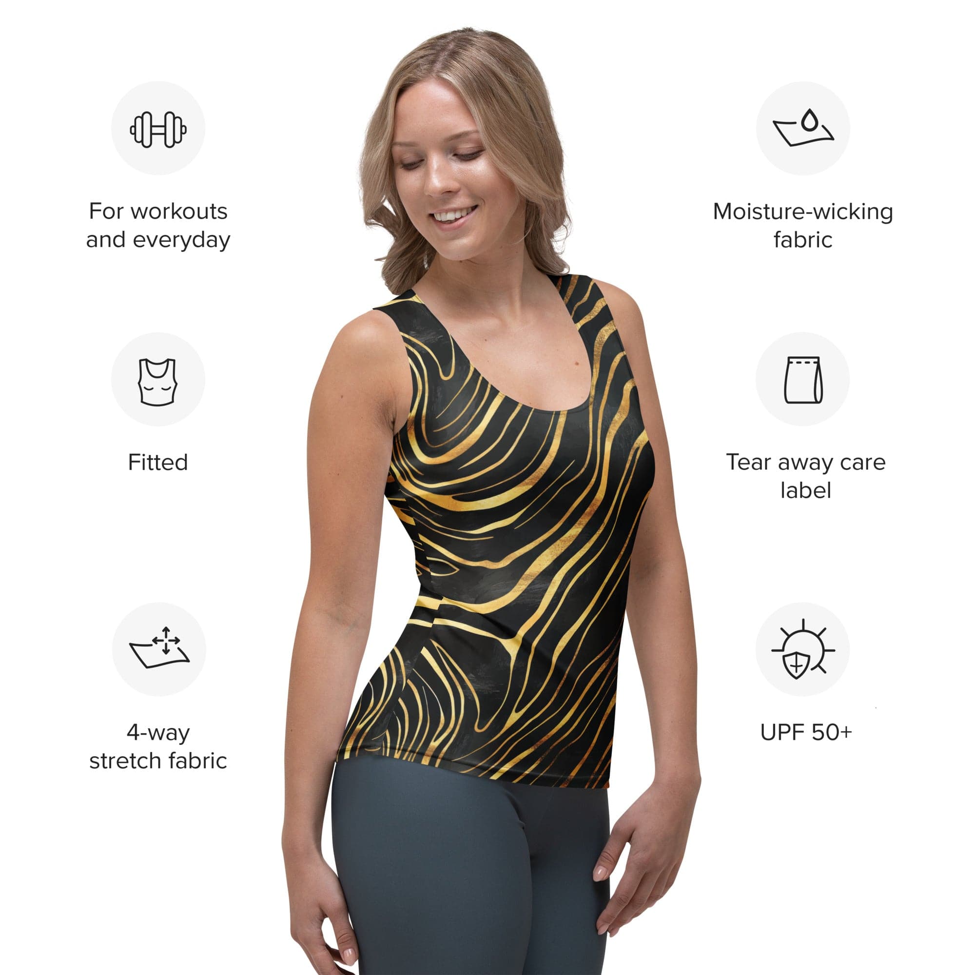 Golden Print Waves Tank Top