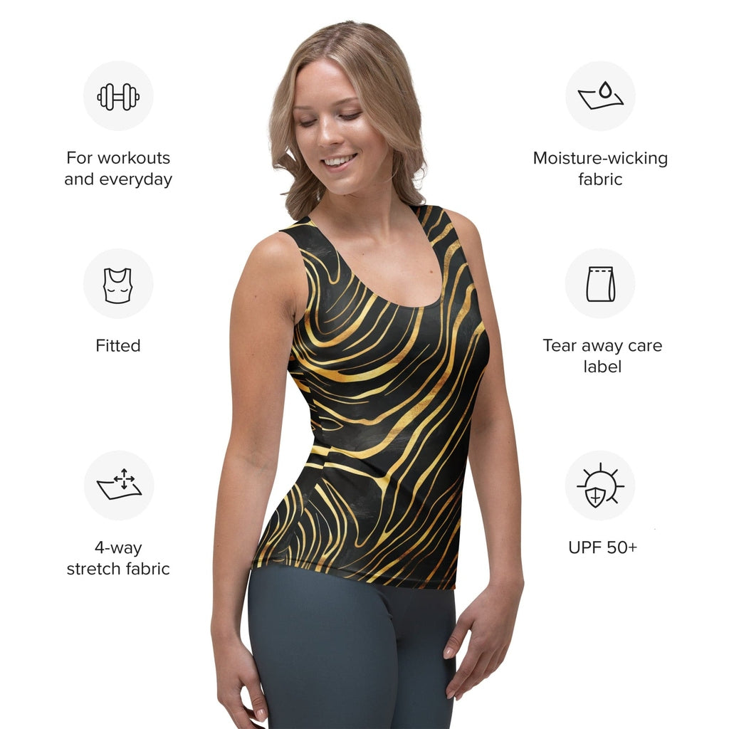 Golden Print Waves Tank Top