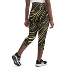 Golden Print Waves Yoga Capris