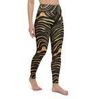 Golden Print Waves Yoga Leggings
