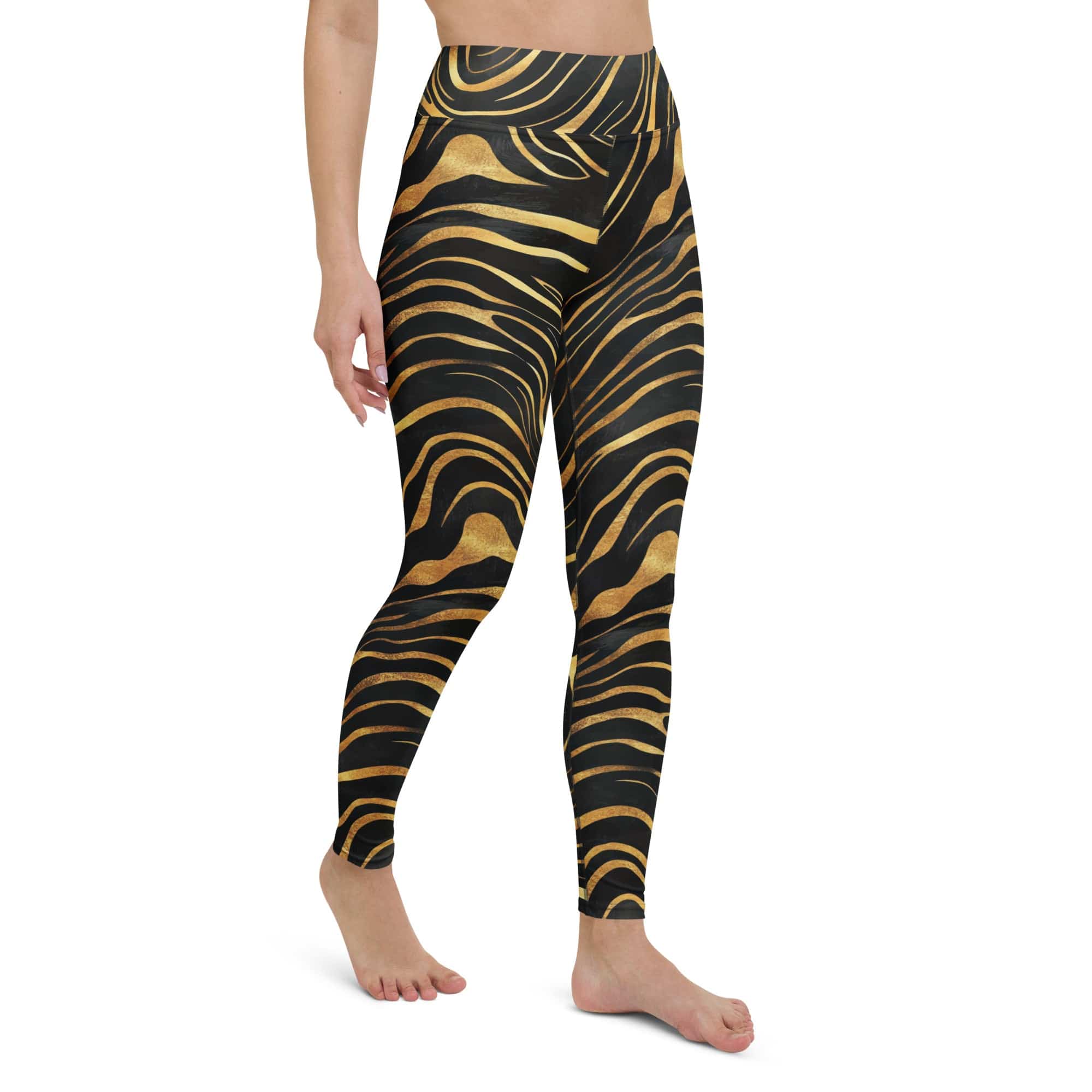Golden Print Waves Yoga Leggings