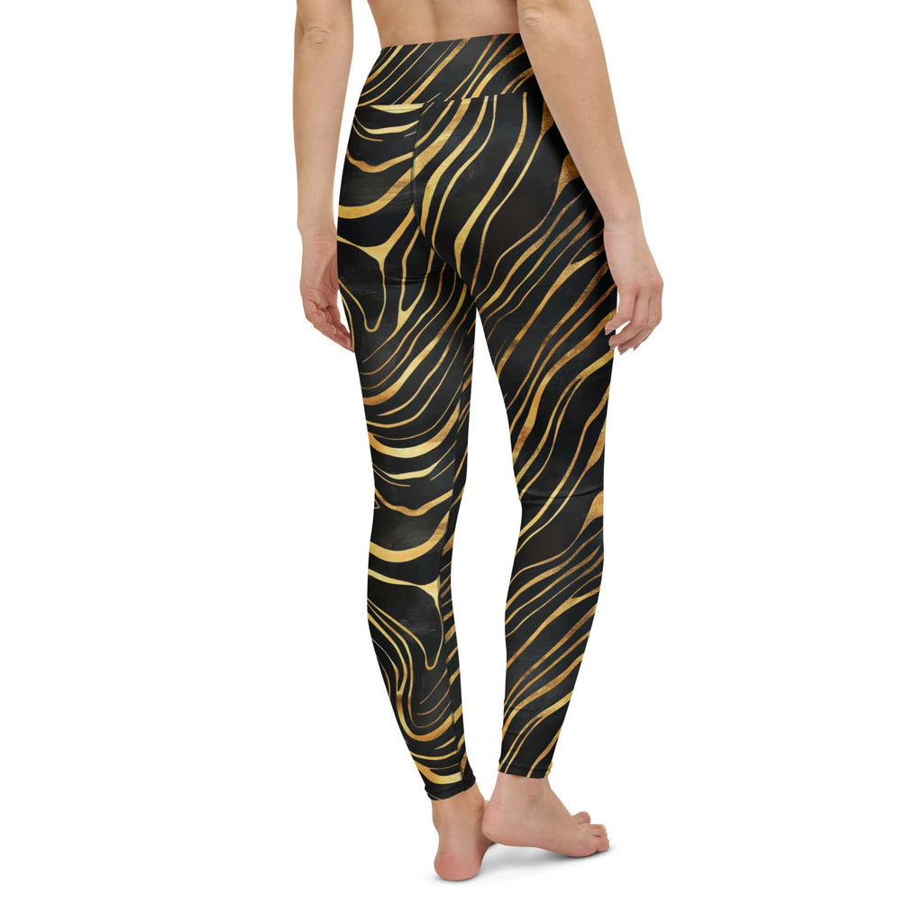 Golden Print Waves Yoga Leggings