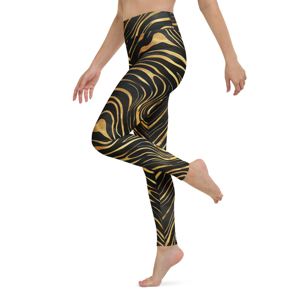 Golden Print Waves Yoga Leggings